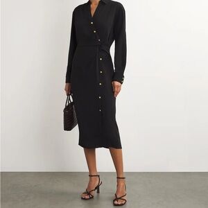 Veronica Beard Wright Twisted Shirt Dress, Black, Size 14